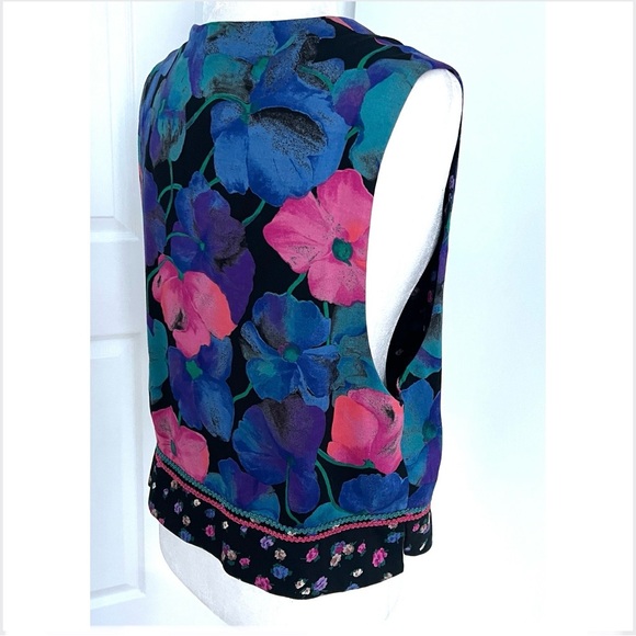 🇨🇦Suttles & Seawinds Vintage 1990s Quilted Floral Vest – Pink Purple Blue Green - Picture 16 of 16